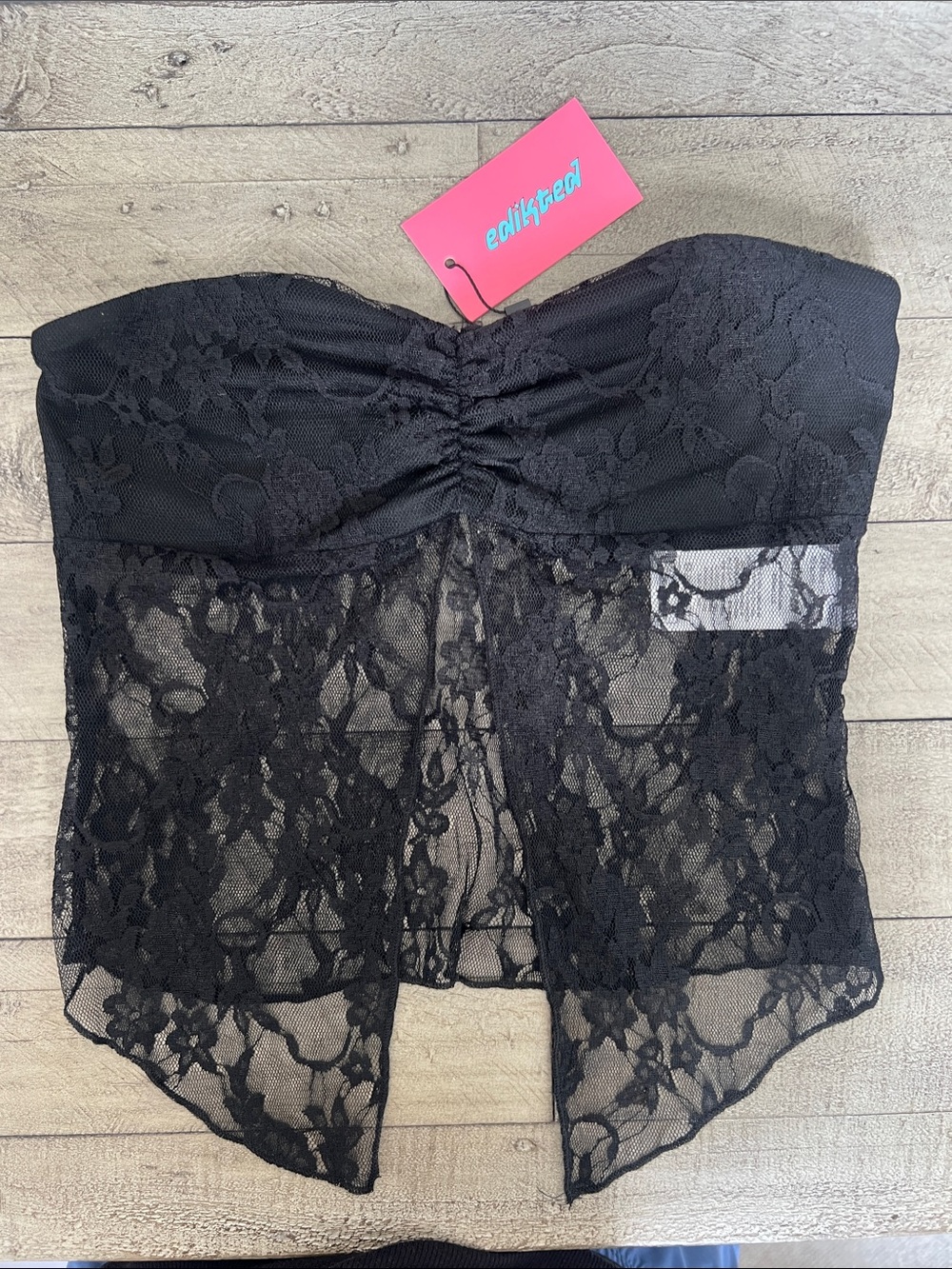 Edikted Black Lace Strapless Bustier Bandeau
